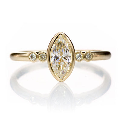 Brooklynn - Bezel Set Marquise Diamond Accented Engagement Ring Ring by Nodeform