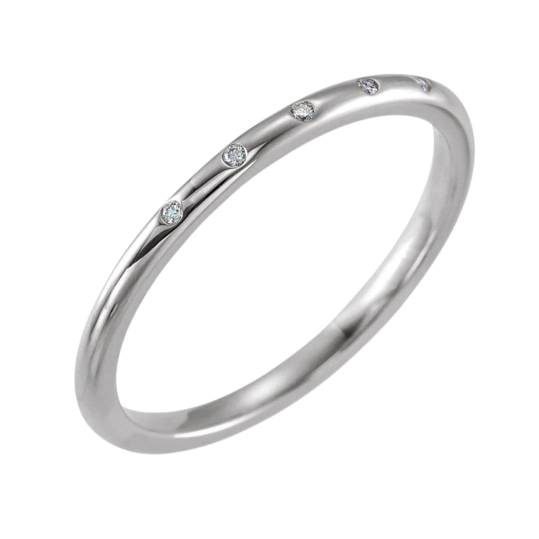 Skinny Thin Wedding Band With 5 Flush Set tiny Diamonds Ring by Nodeform