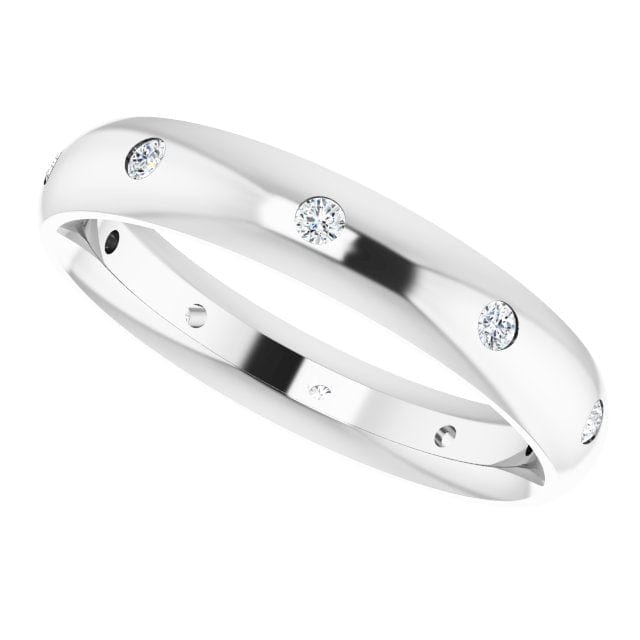 4mm wide Diamond, Moissanite or Sapphire Flush Set Domed Eternity Wedding Band Ring by Nodeform