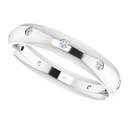 4mm wide Diamond, Moissanite or Sapphire Flush Set Domed Eternity Wedding Band Ring by Nodeform