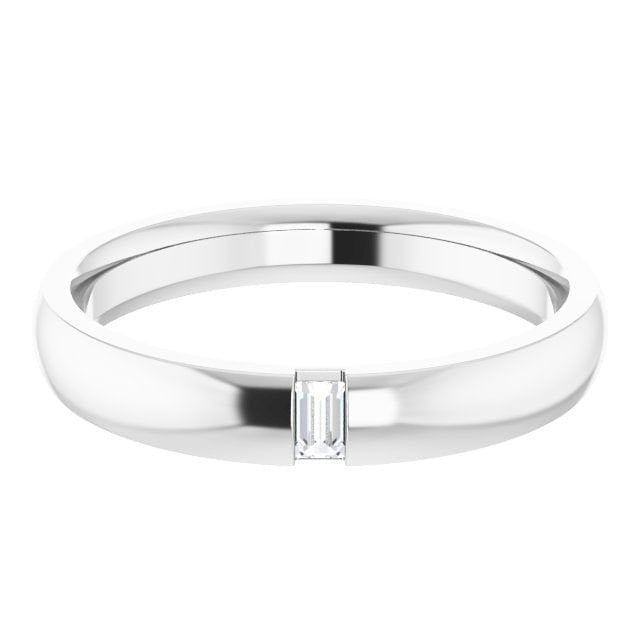 Simple Channel set Baguette Lab grown Diamond Women's Domed Wedding Band Ring by Nodeform