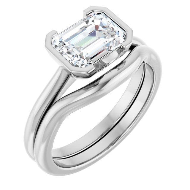 Haley Half Bezel Set Solitaire Low Profile Engagement Ring - Setting only Ring Setting by Nodeform