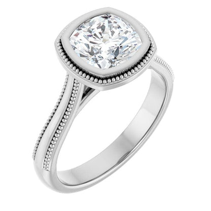 Miley Milgrain Bezel Set Solitaire Cathedral Engagement Ring - Setting only Ring Setting by Nodeform