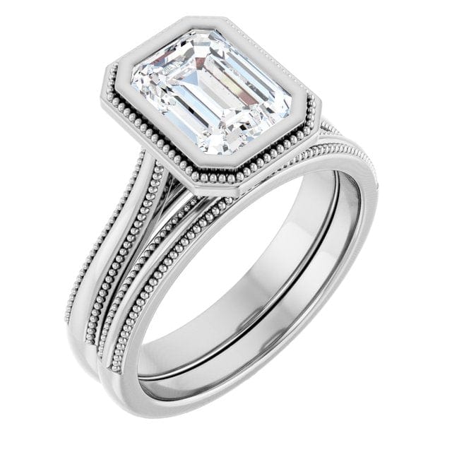 Miley Milgrain Bezel Set Solitaire Cathedral Engagement Ring - Setting ...
