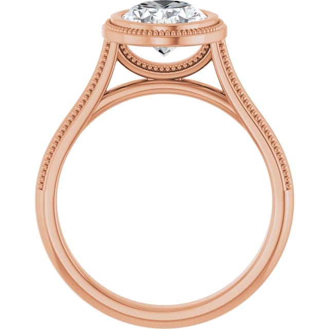 Miley Milgrain Bezel Set Solitaire Cathedral Engagement Ring
