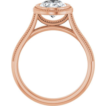 Miley Milgrain Bezel Set Solitaire Cathedral Engagement Ring - Setting only Ring Setting by Nodeform