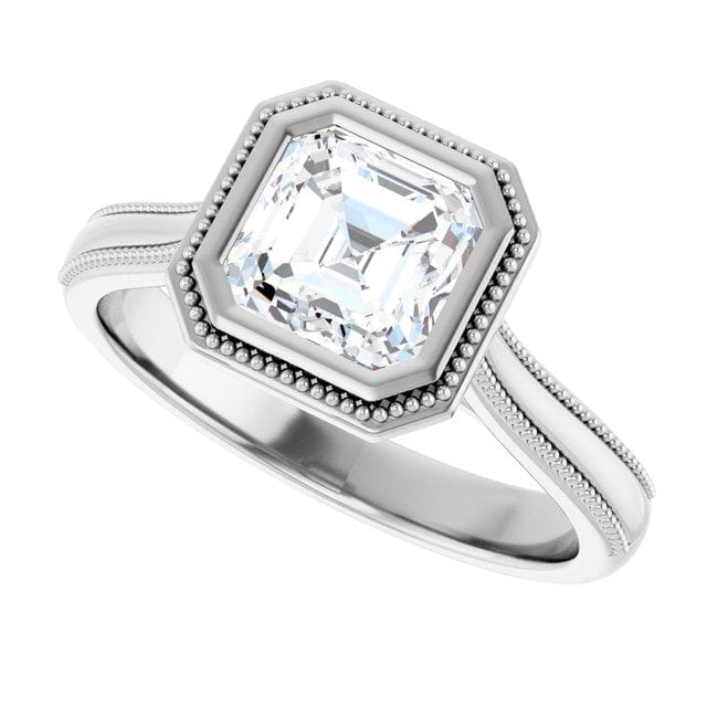 Miley Milgrain Bezel Set Solitaire Cathedral Engagement Ring - Setting only Ring Setting by Nodeform