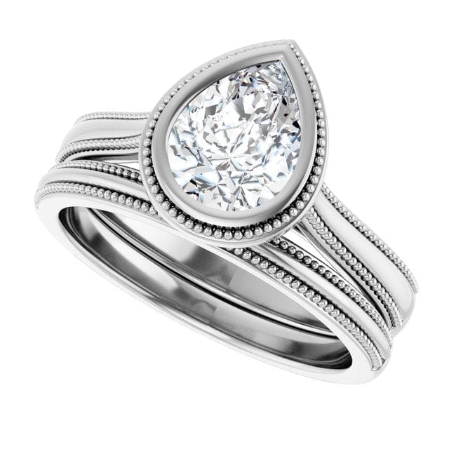 Miley Milgrain Bezel Set Solitaire Cathedral Engagement Ring - Setting only Ring Setting by Nodeform