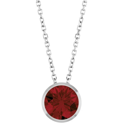 Round Garnet Sterling Silver Slide Pendant Necklace Necklace / Pendant by Nodeform