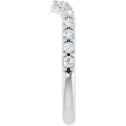 Vivian Wide Band - V-Shape Contoured Accented Diamond or Moissanite Wedding Ring Ring by Nodeform