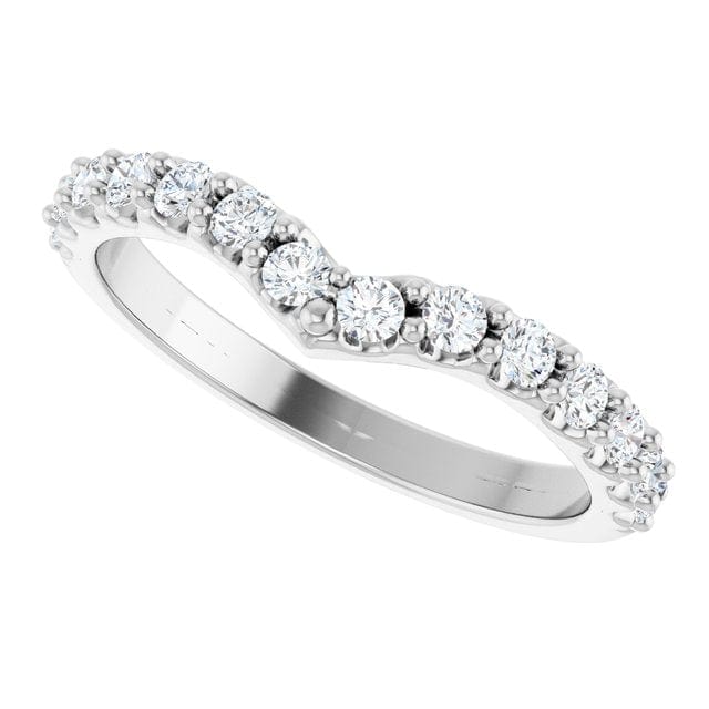 Vivian Wide Band - V-Shape Contoured Accented Diamond or Moissanite Wedding Ring Ring by Nodeform