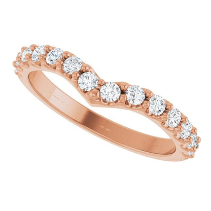 Vivian Wide Band - V-Shape Contoured Accented Diamond or Moissanite Wedding Ring Ring by Nodeform