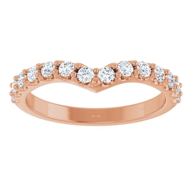 Vivian Wide Band - V-Shape Contoured Accented Diamond or Moissanite Wedding Ring Ring by Nodeform