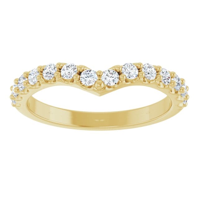 Vivian Wide Band - V-Shape Contoured Accented Diamond or Moissanite Wedding Ring Ring by Nodeform