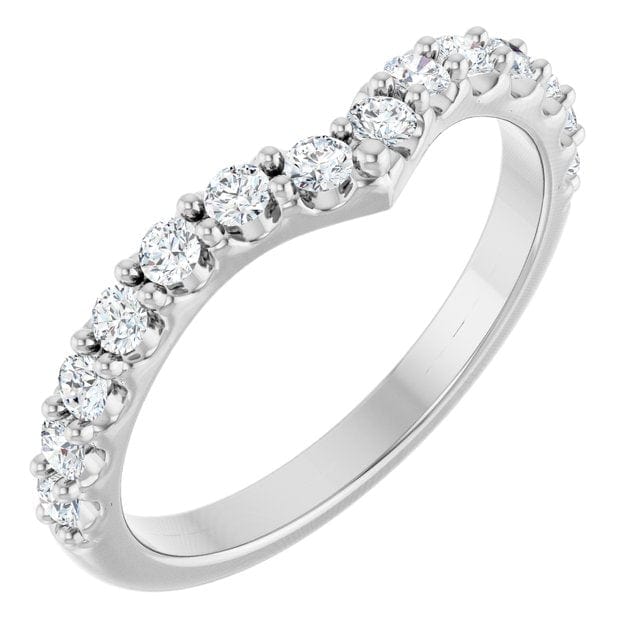 Vivian Wide Band - V-Shape Contoured Accented Diamond or Moissanite Wedding Ring Lab Grown Diamonds / 14k White Gold Ring by Nodeform