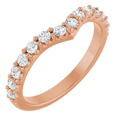 Vivian Wide Band - V-Shape Contoured Accented Diamond or Moissanite Wedding Ring Lab Grown Diamonds / 14k Rose Gold Ring by Nodeform