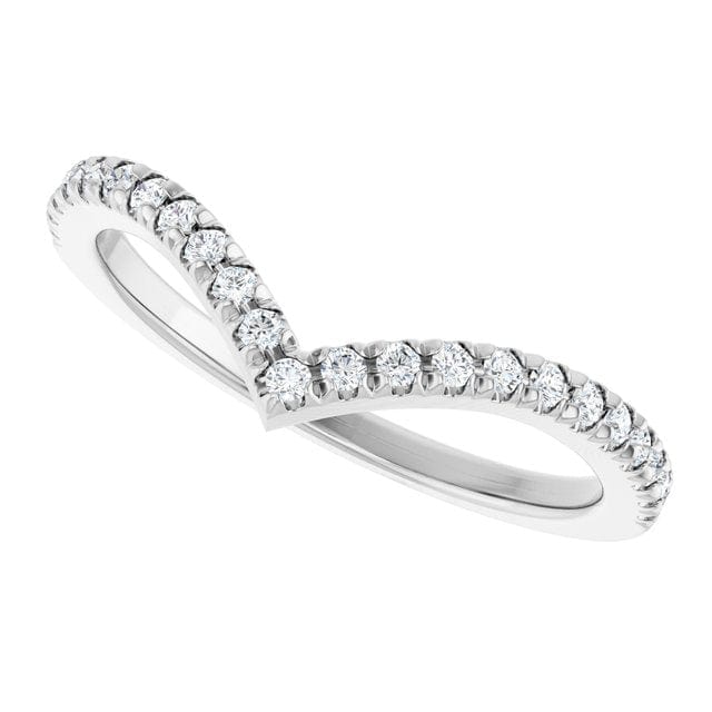 Virginia Band - V-Shape Contoured Accented Diamond Wedding Ring 14k White Gold Ring by Nodeform