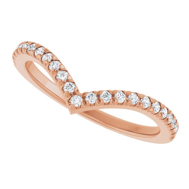 Virginia Band - V-Shape Contoured Accented Diamond Wedding Ring 14k Rose Gold Ring by Nodeform