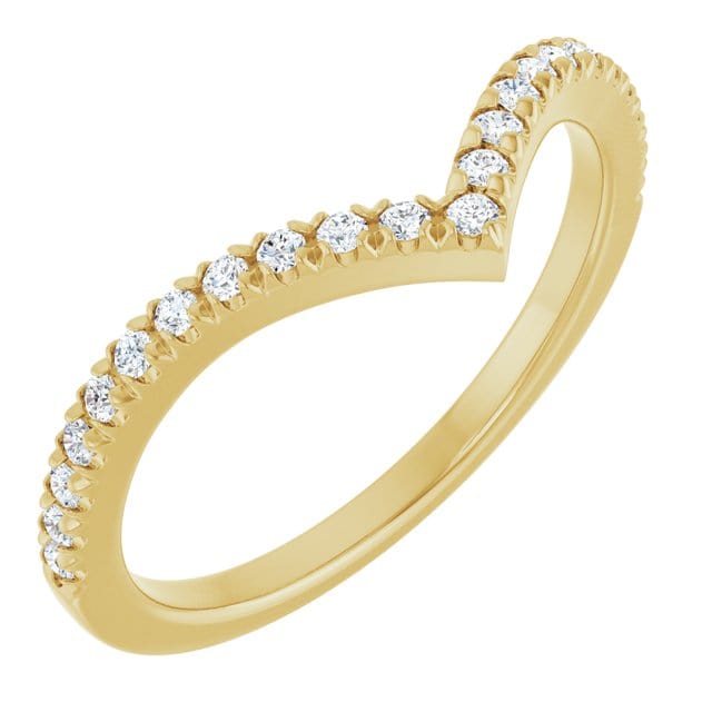 Virginia Band - V-Shape Contoured Accented Diamond Wedding Ring 14K Yellow Gold Ring by Nodeform