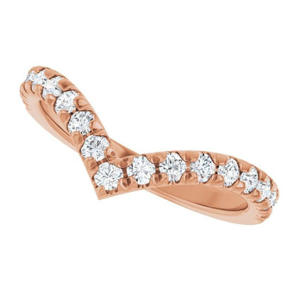 Virginia Band - V-Shape Contoured Accented Diamond Wedding Ring 14k Rose Gold / 2mm Lab Grown Diamonds Ring by Nodeform