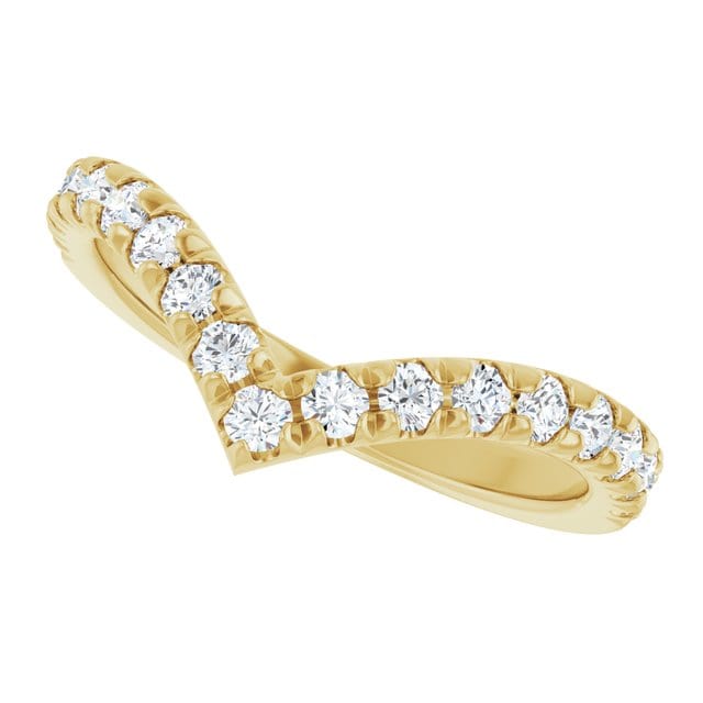 Virginia Band - V-Shape Contoured Accented Diamond Wedding Ring Ring by Nodeform