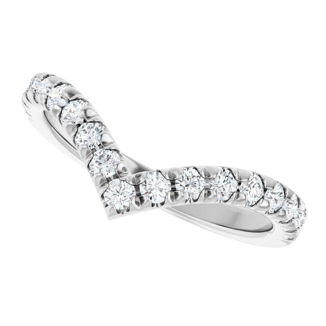 Virginia Band - V-Shape Contoured Accented Diamond Wedding Ring 14k White Gold / 2mm Lab Grown Diamonds Ring by Nodeform