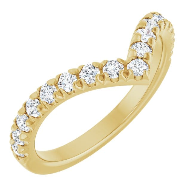 Virginia Band - V-Shape Contoured Accented Diamond Wedding Ring 14K Yellow Gold / 2mm Lab Grown Diamonds Ring by Nodeform