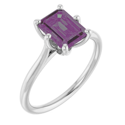 Dahlia - Six Prong Set Narrow Cathedral Solitaire Engagement Ring - Setting only