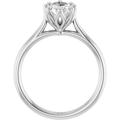 Dahlia - Six Prong Set Narrow Cathedral Solitaire Engagement Ring - Setting only