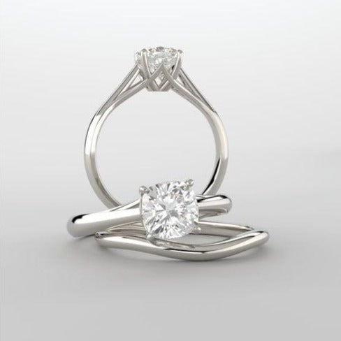 Cathryn Prong Set Cathedral Solitaire Engagement Ring - Setting only Ring Setting by Nodeform