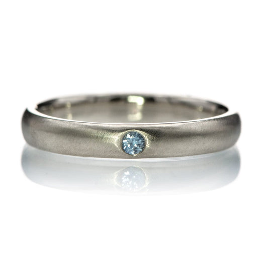 Domed Wedding Band with Flush set Montana Sapphire Sterling Silver / 3mm Ring by Nodeform