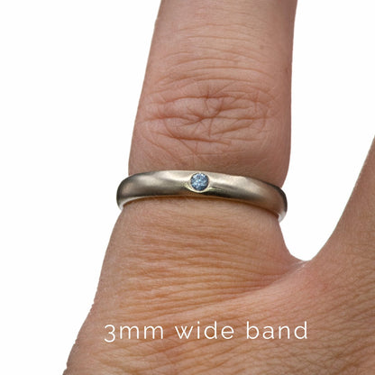 Domed Wedding Band with Flush set Montana Sapphire Ring by Nodeform