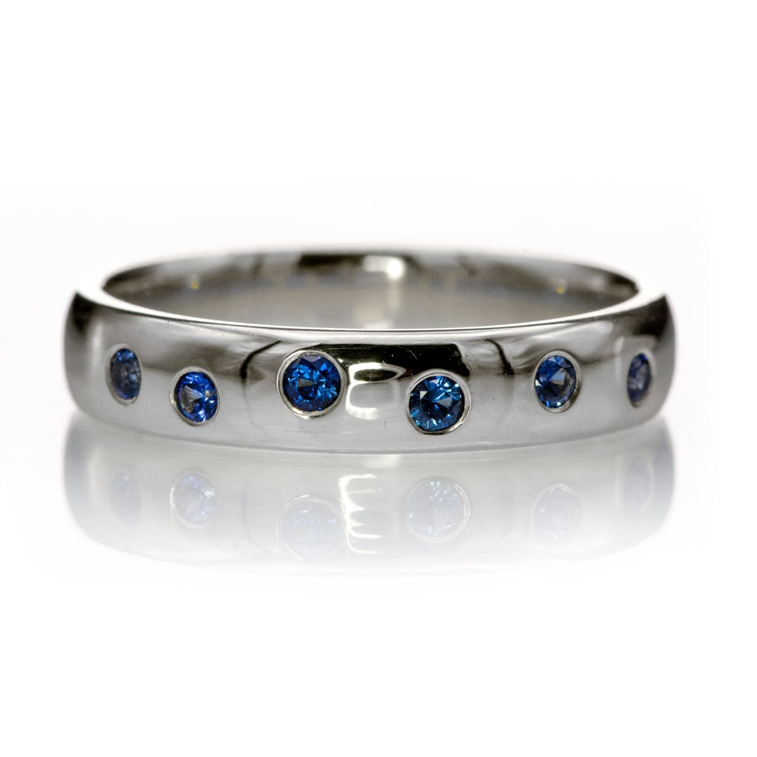 Random Blue Sapphire Wedding Ring 4mm / Sterling Silver Ring by Nodeform