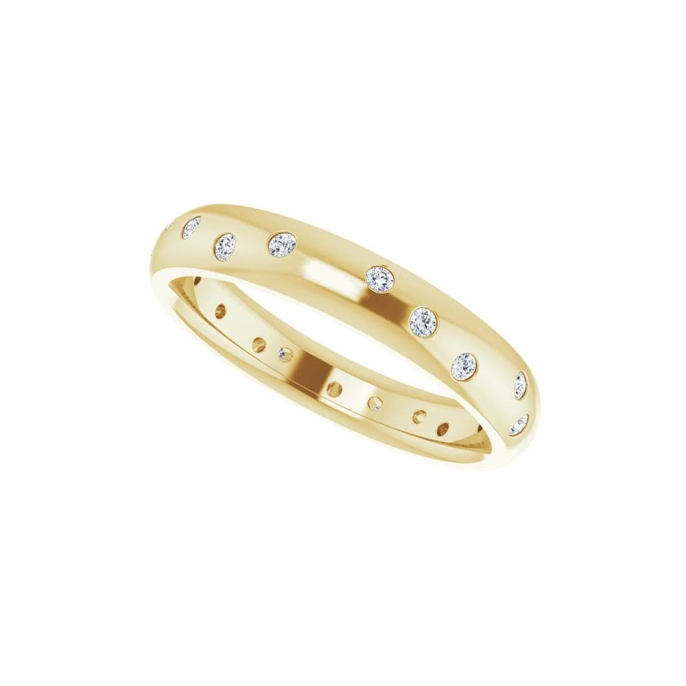 4mm wide Random Scattered Diamond Domed Eternity Wedding Band Ring by Nodeform