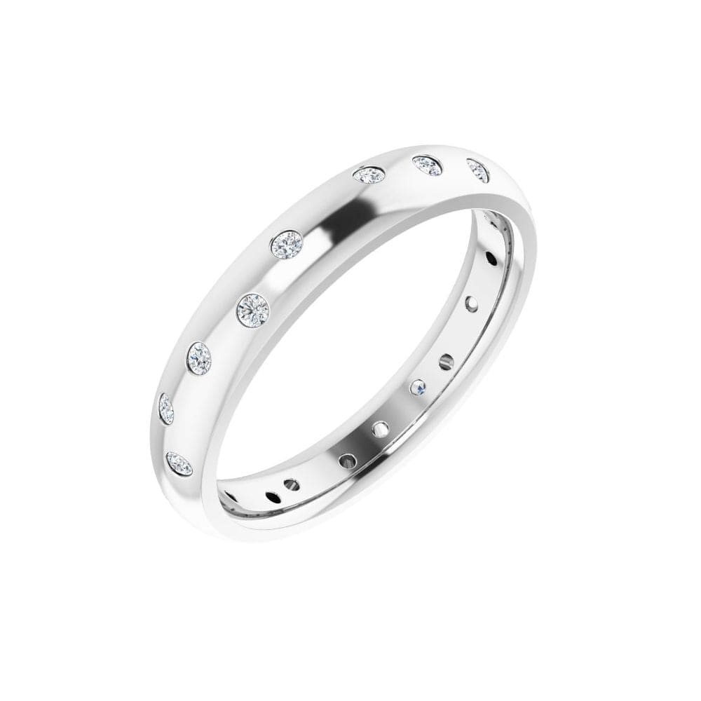 4mm wide Random Scattered Diamond Domed Eternity Wedding Band Ring by Nodeform