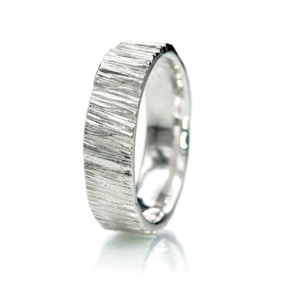 5.5mm Wide Sterling Silver Saw Cut Texture Wedding Band, Ready to Ship Ring Ready To Ship by Nodeform
