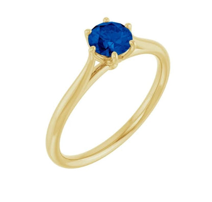 Dahlia Round Blue Sapphire 6-Prong Solitaire Engagement Ring Ring by Nodeform