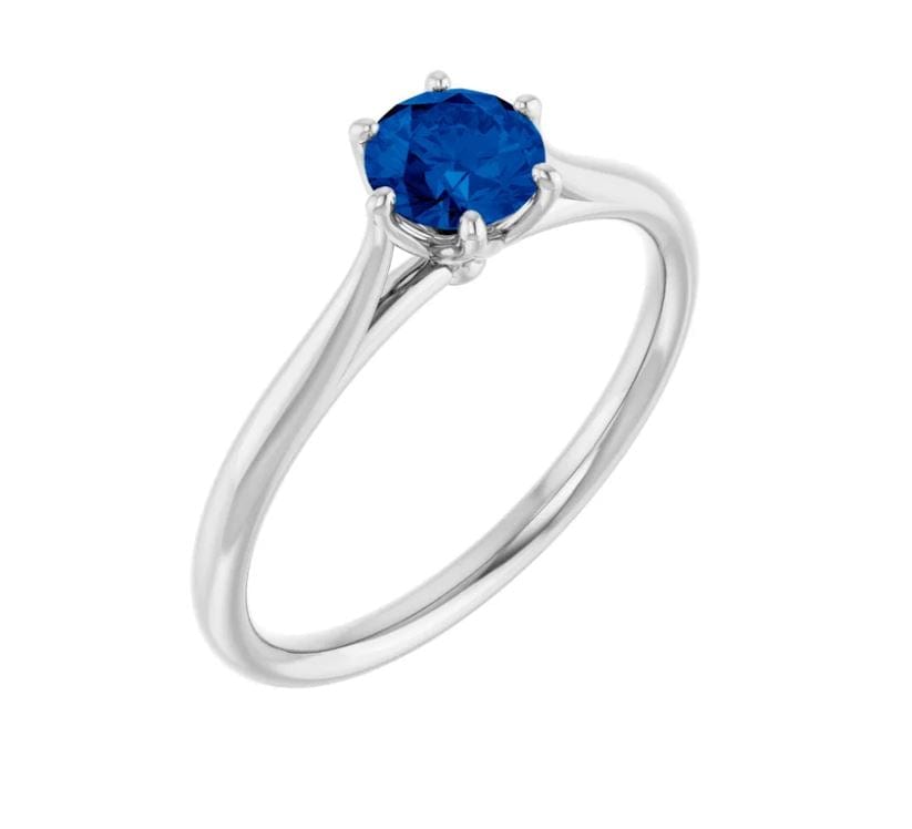 Dahlia Round Blue Sapphire 6-Prong Solitaire Engagement Ring