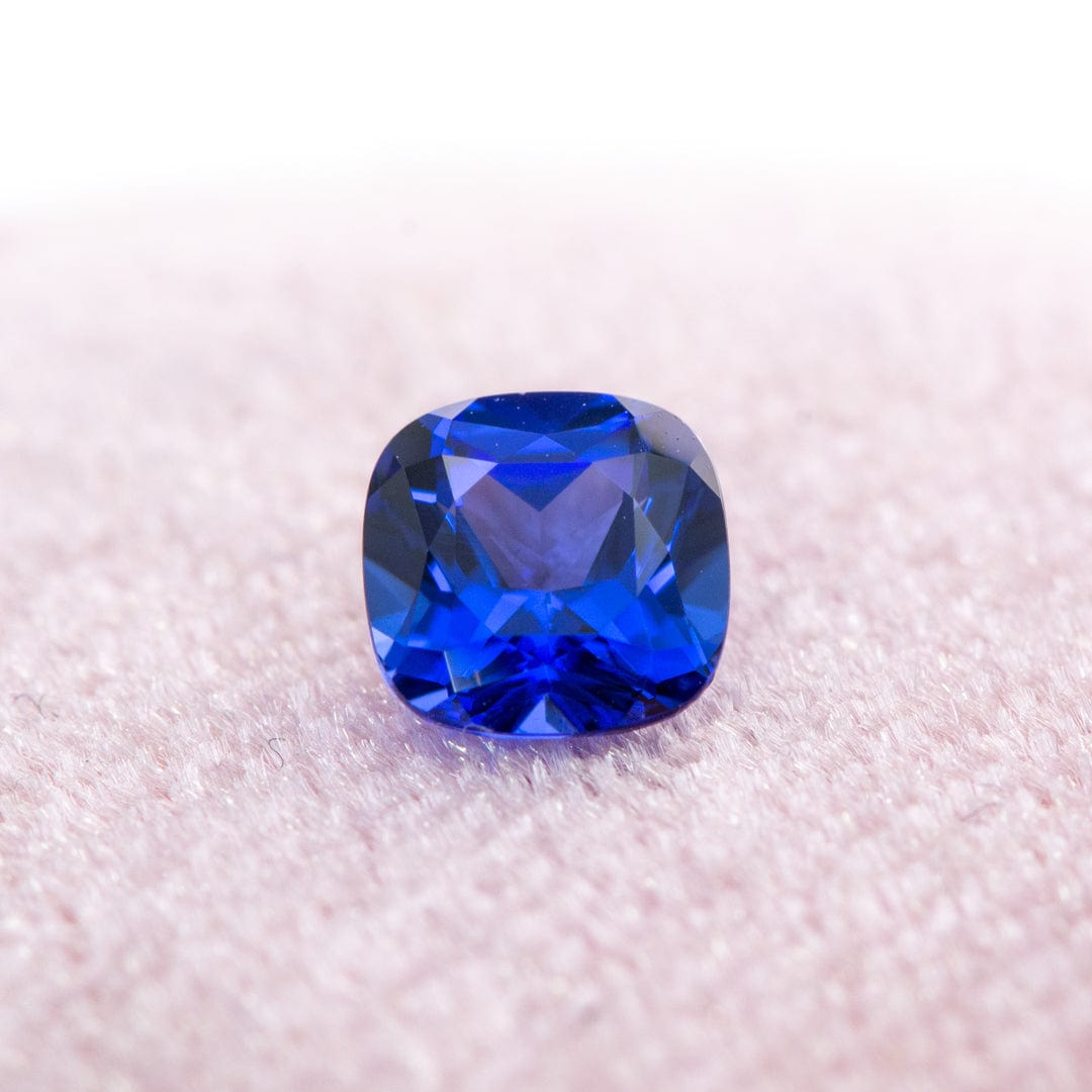 Square Cushion Cut Lab Created Blue Sapphire Gemstone mm/  Lab-Created Blue Sapphire