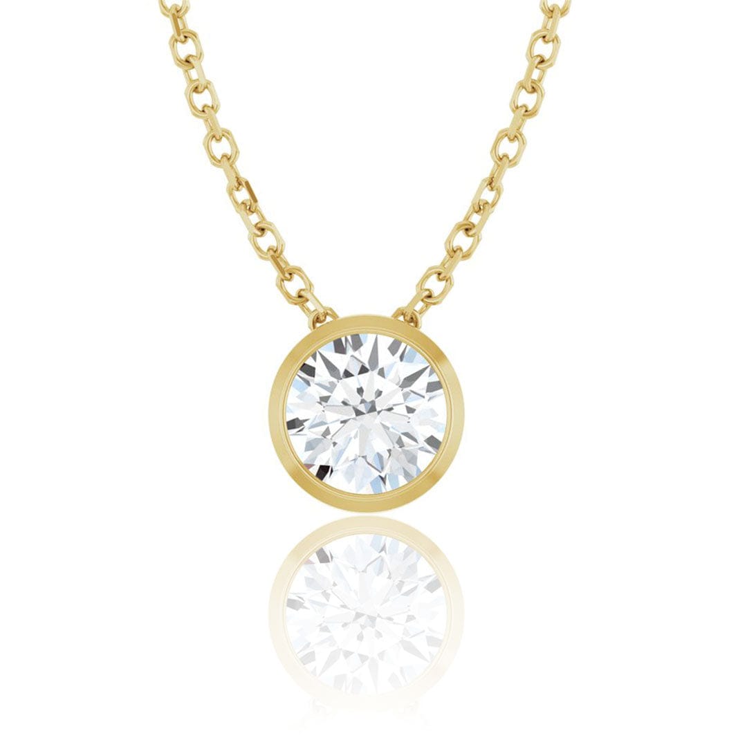 Classic Round 0.5ct Moissanite Slide Pendant Necklace 14k Yellow Gold Necklace / Pendant by Nodeform