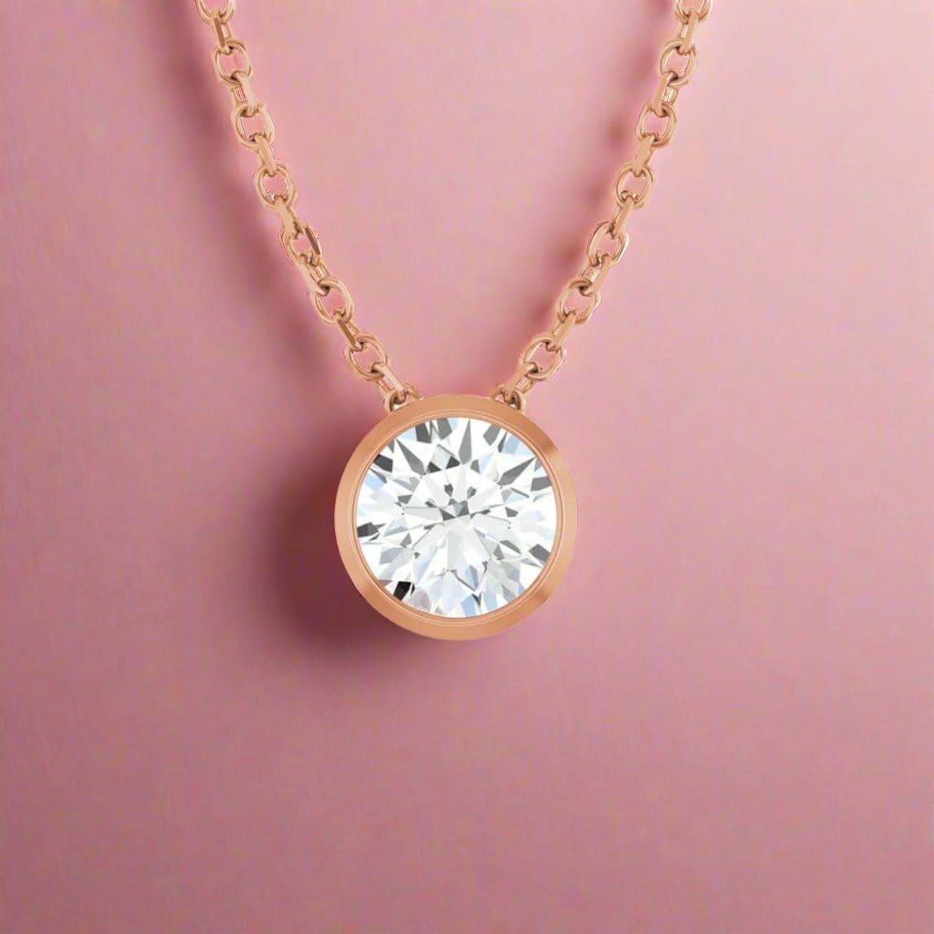 Classic Round 0.5ct Moissanite Slide Pendant Necklace Necklace / Pendant by Nodeform