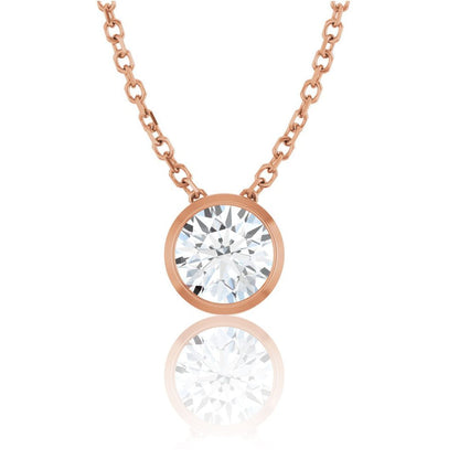 Classic Round 0.5ct Moissanite Slide Pendant Necklace 14k Rose Gold Necklace / Pendant by Nodeform