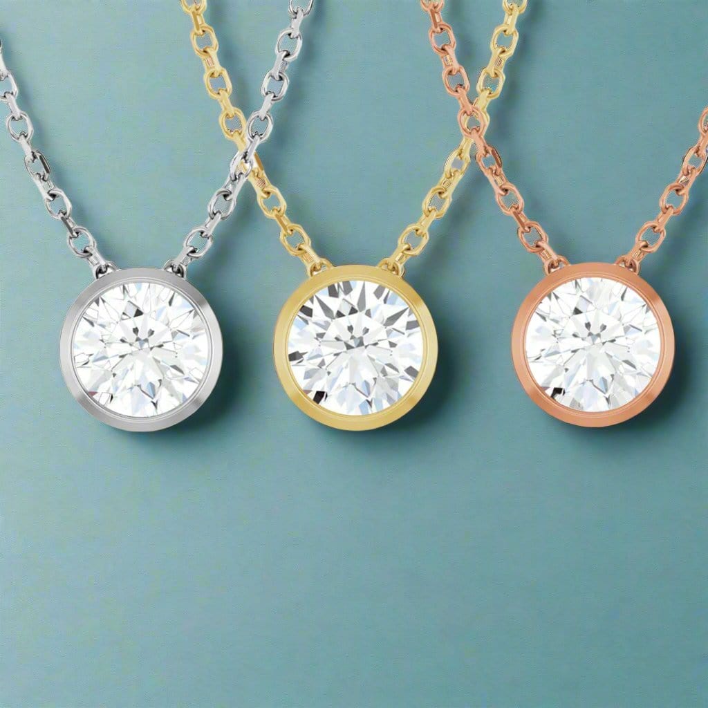 Classic Round 0.5ct Moissanite Slide Pendant Necklace Necklace / Pendant by Nodeform