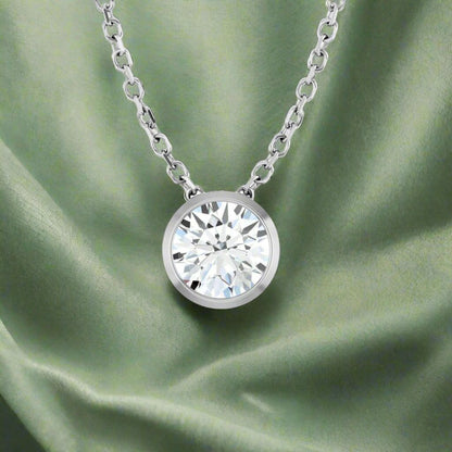 Classic Round 0.5ct Moissanite Slide Pendant Necklace Necklace / Pendant by Nodeform