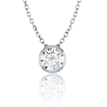 Classic Round 0.5ct Moissanite Slide Pendant Necklace 14k White Gold Necklace / Pendant by Nodeform