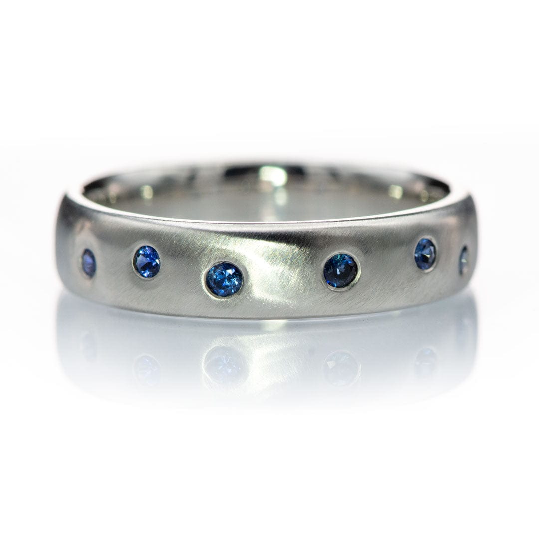 Random Blue Sapphire Wedding Ring 5mm / Sterling Silver Ring by Nodeform