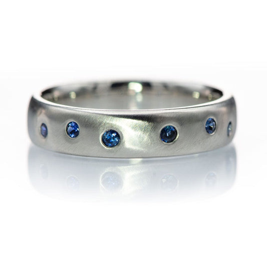 Random Blue Sapphire Wedding Ring 5mm / Sterling Silver Ring by Nodeform