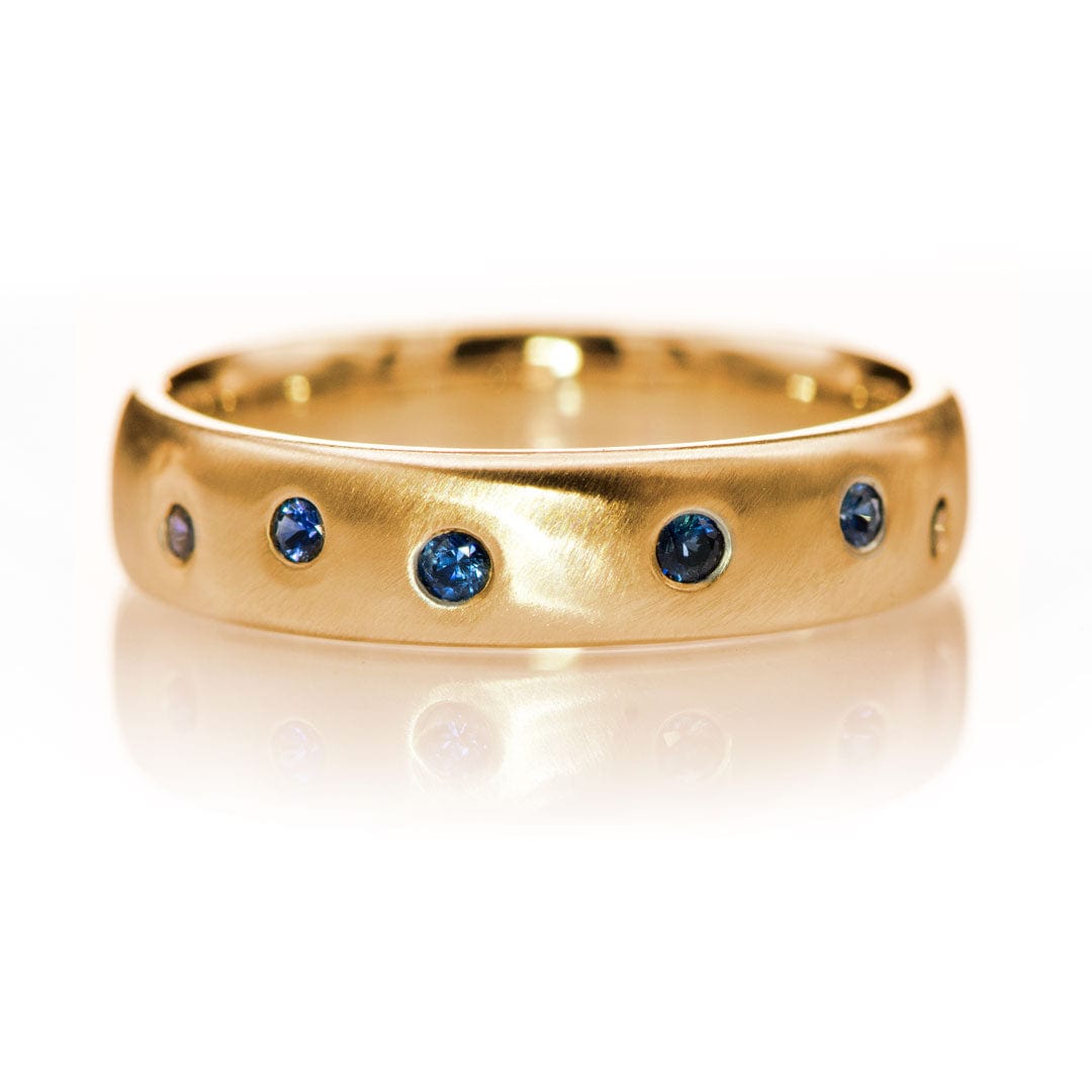 Random Blue Sapphire Wedding Ring 5mm / 14k Rose Gold Ring by Nodeform