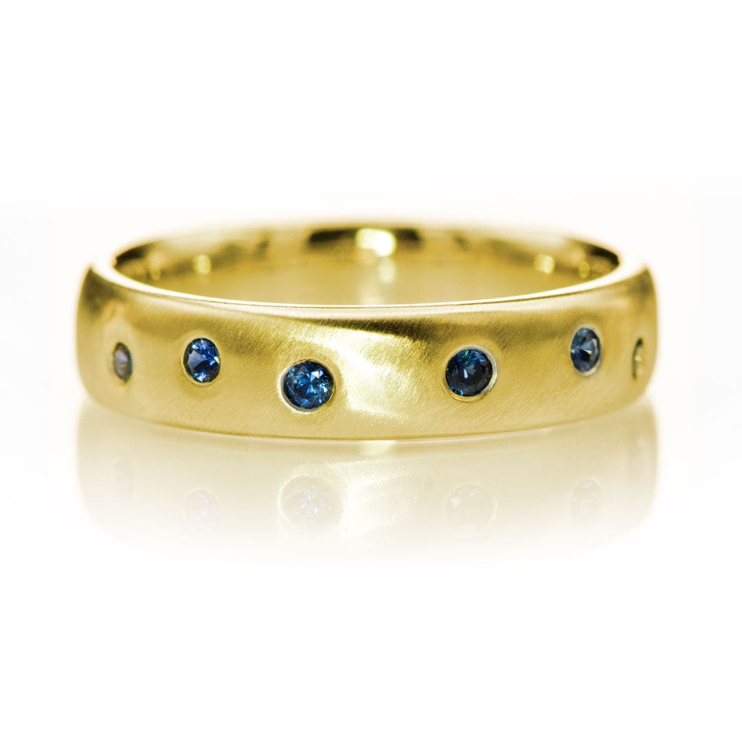 Random Blue Sapphire Wedding Ring 5mm / 14k Yellow Gold Ring by Nodeform