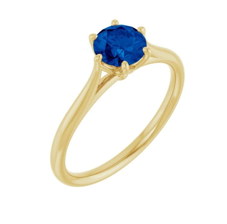 Dahlia Round Blue Sapphire 6-Prong Solitaire Engagement Ring Ring by Nodeform